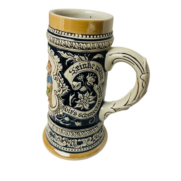 Vintage German Beer Stein Mug With Handle Hand-Painted Ceramic Bavarian Tavern S - Picture 8 of 11